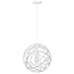 MDA Lighting Malmo Medium Geometric Wood Sphere Pendant - White by MDA Lighting, a Lighting for sale on Style Sourcebook