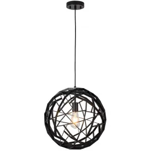 MDA Lighting Malmo Large Geometric Wood Sphere Pendant - Black by MDA Lighting, a Lighting for sale on Style Sourcebook