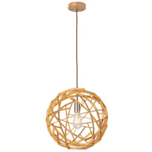 MDA Lighting Malmo Large Geometric Wood Sphere Pendant - Natural by MDA Lighting, a Lighting for sale on Style Sourcebook