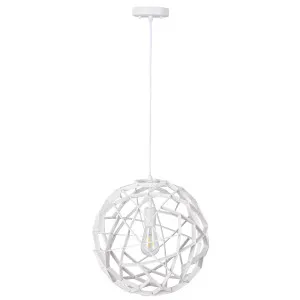 MDA Lighting Malmo Large Geometric Wood Sphere Pendant - White by MDA Lighting, a Lighting for sale on Style Sourcebook