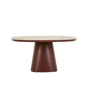 Valencia Curve Dining Table - Faux White Travertine - Sunbaked Clay by GlobeWest, a Tables for sale on Style Sourcebook