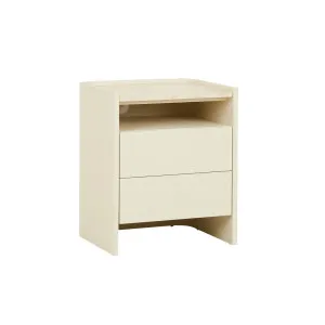 Elsie 2 Drawer Small Bedside - Shell - Natural Travertine by GlobeWest, a Bedside Tables for sale on Style Sourcebook