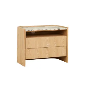 Elsie Two Drawer Bedside - Matt Ocean Marble - Natural Ash by GlobeWest, a Bedside Tables for sale on Style Sourcebook