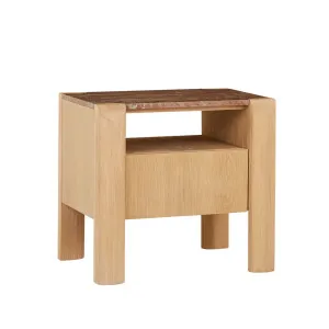 Willa Marble Bedside - Rosado Marble - Satin Oak by GlobeWest, a Bedside Tables for sale on Style Sourcebook