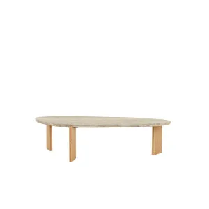 Ray Marble Crest Coffee Table - Satin Grey Travertine - Natural Ash by GlobeWest, a Coffee Table for sale on Style Sourcebook