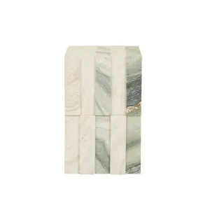 Zelda Marble Side Table - Marine Marble - Natural Travertine by GlobeWest, a Side Table for sale on Style Sourcebook
