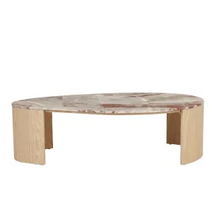 Oberon Curve Marble Coffee Table - Monica Red Marble - Natural Ash by GlobeWest, a Coffee Table for sale on Style Sourcebook