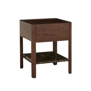 Tolv Tye Marble Bedside - Dark Emperador Marble - Smoked Oak by Tolv, a Bedside Tables for sale on Style Sourcebook