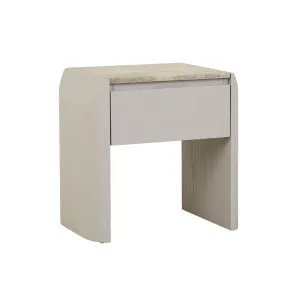 Luna Marble Bedside - Satin Grey Travertine - Thistle by GlobeWest, a Bedside Tables for sale on Style Sourcebook