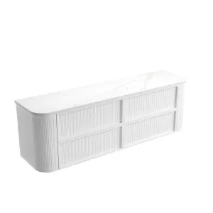 Ramee Fluted Wall Hung 1800mm Matte White Cabinet - Flat Stone Top, Palis by Aulic, a Vanities for sale on Style Sourcebook