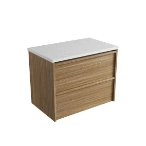 Venetta Framed Wall Hung 750mm Harvest Oak Cabinet - Flat Stone Top, Snow by Aulic, a Vanities for sale on Style Sourcebook