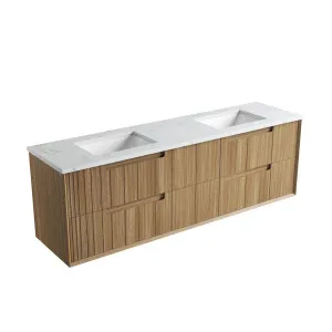 Voulari Framed Wall Hung 1800mm Harvest Oak Cabinet - Double With Undermount Basin, Cato by Aulic, a Vanities for sale on Style Sourcebook