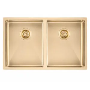 Stainless Steel Double Bowl Kitchen Sink Light Brushed Brass by Aquaperla, a Kitchen Sinks for sale on Style Sourcebook