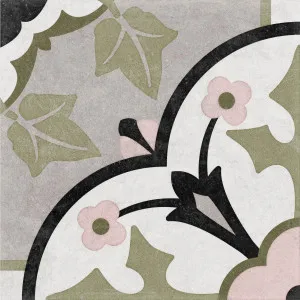 Antica Ivy Olive Ash Pink (Matt) 200x200 by Sanctuary Makers, a Encaustic Tiles for sale on Style Sourcebook