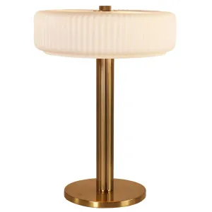 Oriel Lighting Gordon Art Deco Ribbed Glass Table Lamp - Satin Brass by Oriel Lighting, a Lamps for sale on Style Sourcebook