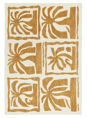 Azalea Brown Tan Waves and Palms Washable Rug by Miss Amara, a Kids Rugs for sale on Style Sourcebook