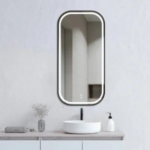 Otti LED Newport 900(H)x450(W) Black Metal Frame Mirror Soft Square by Otti, a Vanity Mirrors for sale on Style Sourcebook