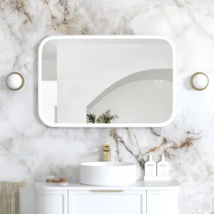 Otti LED Newport 900(H)x600(W) White Metal Frame Tuffi Mirror by Otti, a Vanity Mirrors for sale on Style Sourcebook