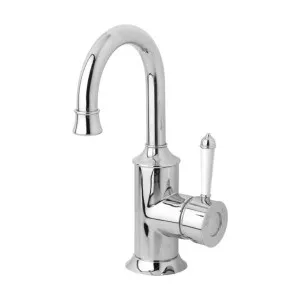Phoenix Nostalgia Basin Mixer 120mm Gooseneck Chrome - Natural White by PHOENIX, a Bathroom Taps & Mixers for sale on Style Sourcebook