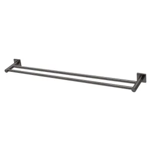 Phoenix Radii Double Towel Rail 800mm Square Plate Brushed Carbon by PHOENIX, a Towel Rails for sale on Style Sourcebook