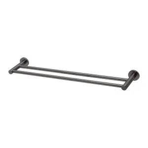 Phoenix Radii Double Towel Rail 800mm Round Plate Brushed Carbon by PHOENIX, a Towel Rails for sale on Style Sourcebook
