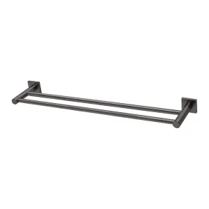 Phoenix Radii Double Towel Rail 600mm Square Plate Brushed Carbon by PHOENIX, a Towel Rails for sale on Style Sourcebook