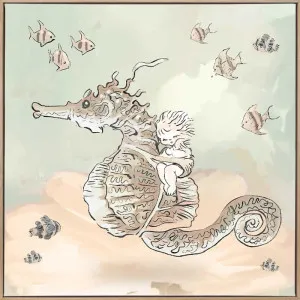 Seahorse Daydreams Sage Green Canvas Art Print by Urban Road, a Prints for sale on Style Sourcebook