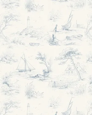 Coastal Light House Toile de Jouy Wallpaper by oliveetoriel.com, a Wallpaper for sale on Style Sourcebook