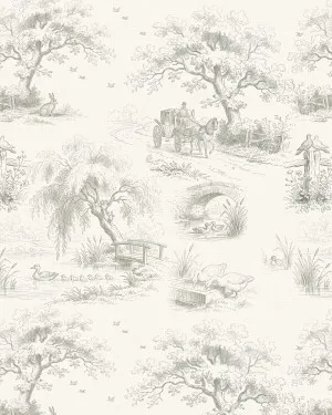 Woodland Pond Toile de Jouy Wallpaper by oliveetoriel.com, a Wallpaper for sale on Style Sourcebook