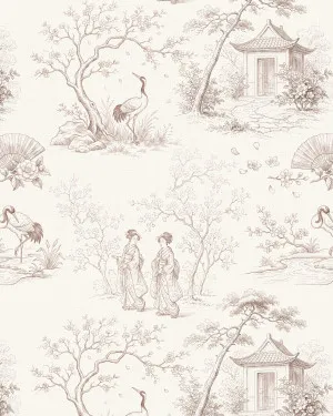 Japanese Gardens Toile de Jouy Wallpaper by oliveetoriel.com, a Wallpaper for sale on Style Sourcebook