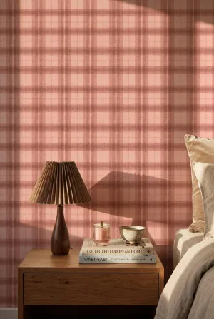 Rosewood Plaid Wallpaper by oliveetoriel.com, a Wallpaper for sale on Style Sourcebook