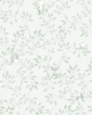 Sweet Pandas In Sage Wallpaper by oliveetoriel.com, a Wallpaper for sale on Style Sourcebook