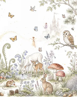 Fairytale Floral Garden Wallpaper Mural by oliveetoriel.com, a Wallpaper for sale on Style Sourcebook