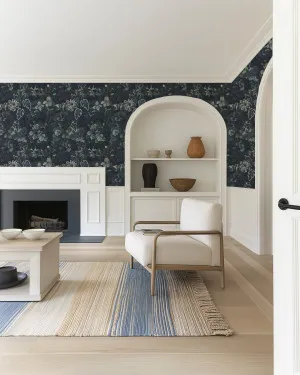 Vintage Tapestry Botanica in Navy Blue Wallpaper by oliveetoriel.com, a Wallpaper for sale on Style Sourcebook