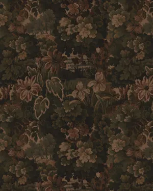 Vintage Tapestry Botanica in Moody Brown Wallpaper by oliveetoriel.com, a Wallpaper for sale on Style Sourcebook