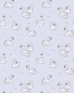 Little Swans in Periwinkle Blue Wallpaper by oliveetoriel.com, a Wallpaper for sale on Style Sourcebook