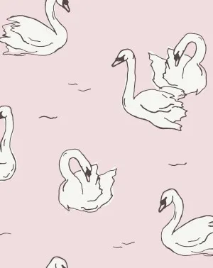 Little Swans in Pink Wallpaper by oliveetoriel.com, a Wallpaper for sale on Style Sourcebook