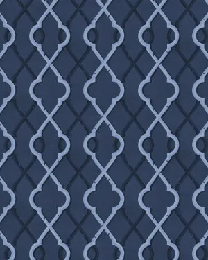 Painted Lattice in Navy Blue Wallpaper by oliveetoriel.com, a Wallpaper for sale on Style Sourcebook