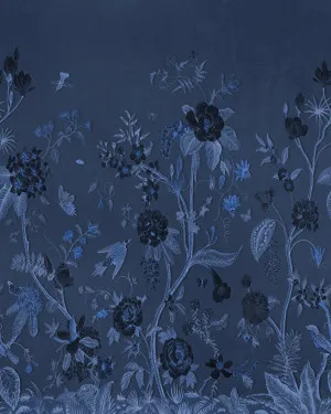 Chinoiserie Bird Garden in Navy Blue Mural Wallpaper by oliveetoriel.com, a Wallpaper for sale on Style Sourcebook
