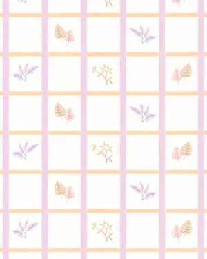 Remis Floral Plaid in Peachy Pink By the Roll Wallpaper by oliveetoriel.com, a Wallpaper for sale on Style Sourcebook