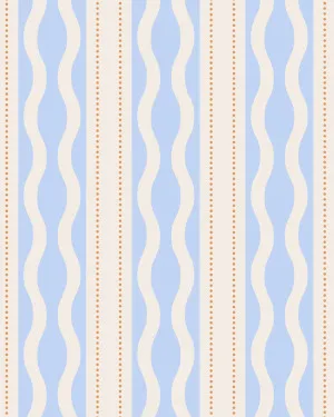 Wavy Tides in Blue By the Roll Wallpaper by oliveetoriel.com, a Wallpaper for sale on Style Sourcebook