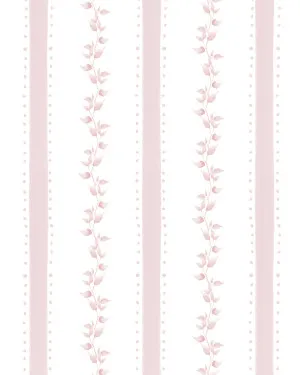 Petite Leafy Stripes in Pink By the Roll Wallpaper by oliveetoriel.com, a Wallpaper for sale on Style Sourcebook