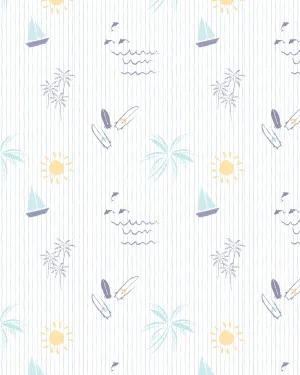 Malibu Surf Stripe Wallpaper by oliveetoriel.com, a Wallpaper for sale on Style Sourcebook