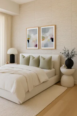 Luxe Beige Authentic Grasscloth Wallpaper by oliveetoriel.com, a Wallpaper for sale on Style Sourcebook