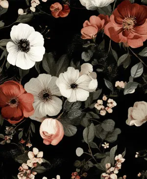 Black Floral No I Wallpaper by oliveetoriel.com, a Wallpaper for sale on Style Sourcebook