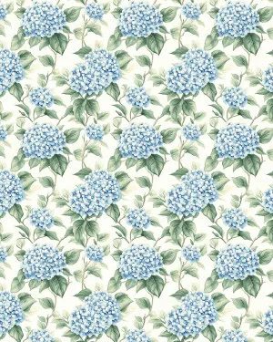 Hydrangea Cottage Flower in Light Blue Wallpaper by oliveetoriel.com, a Wallpaper for sale on Style Sourcebook
