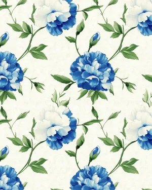 Garden Carnations in Hamptons Blue Wallpaper by oliveetoriel.com, a Wallpaper for sale on Style Sourcebook