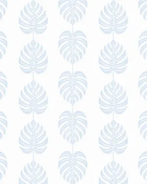 Monstera Stripe in Light Blue Wallpaper by oliveetoriel.com, a Wallpaper for sale on Style Sourcebook