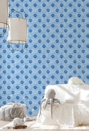 Coastal Shells in Navy & Light Blue Wallpaper by oliveetoriel.com, a Wallpaper for sale on Style Sourcebook