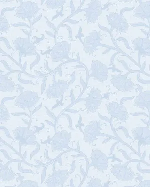 Luxe Block Print Floral in Light Blue Wallpaper by oliveetoriel.com, a Wallpaper for sale on Style Sourcebook